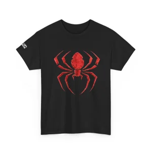 Black "180 Widow" Spider Graphic Tee - Red Spiderfront Back Logo